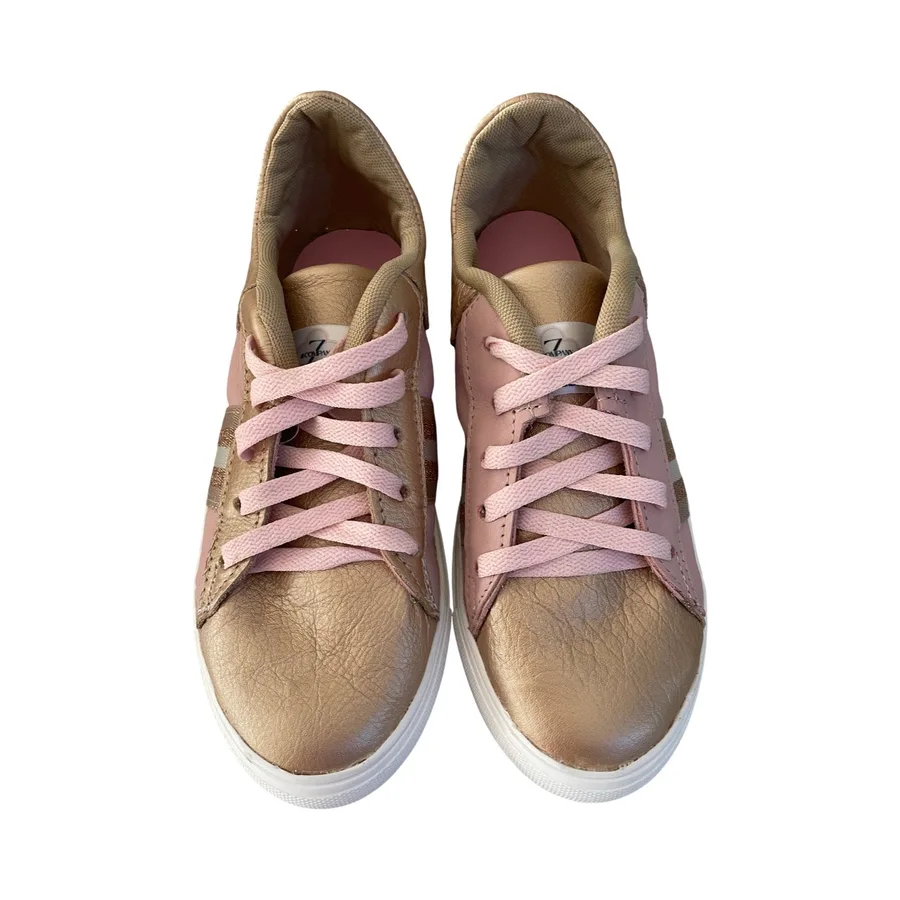 Sneakers -  Gold and Ballet Slipper Pink Leather Size 39