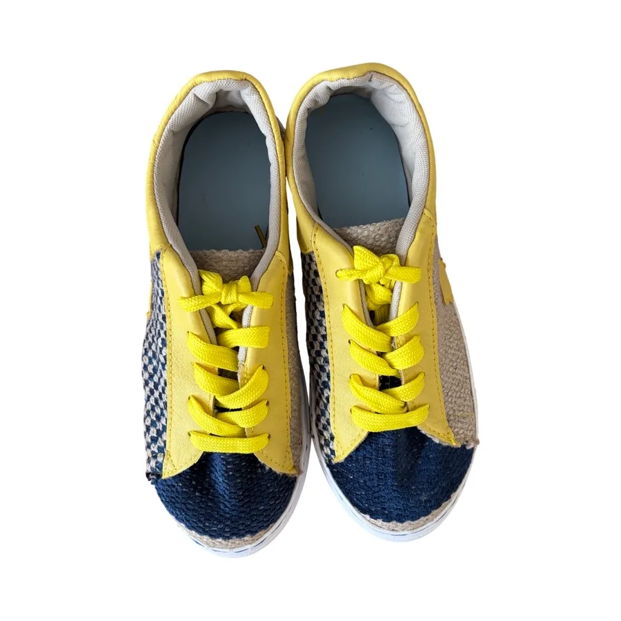 Sneakers -  Navy and cream with yellow leather - Size 38
